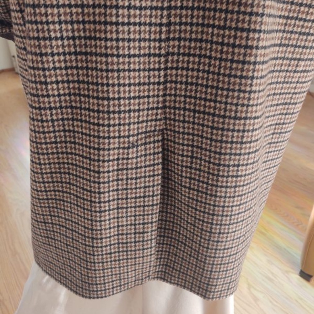 NWOT Banana Republic Large Wool Blend Raglan Coat Layer Epaulettes Brown Multi - Picture 8 of 10
